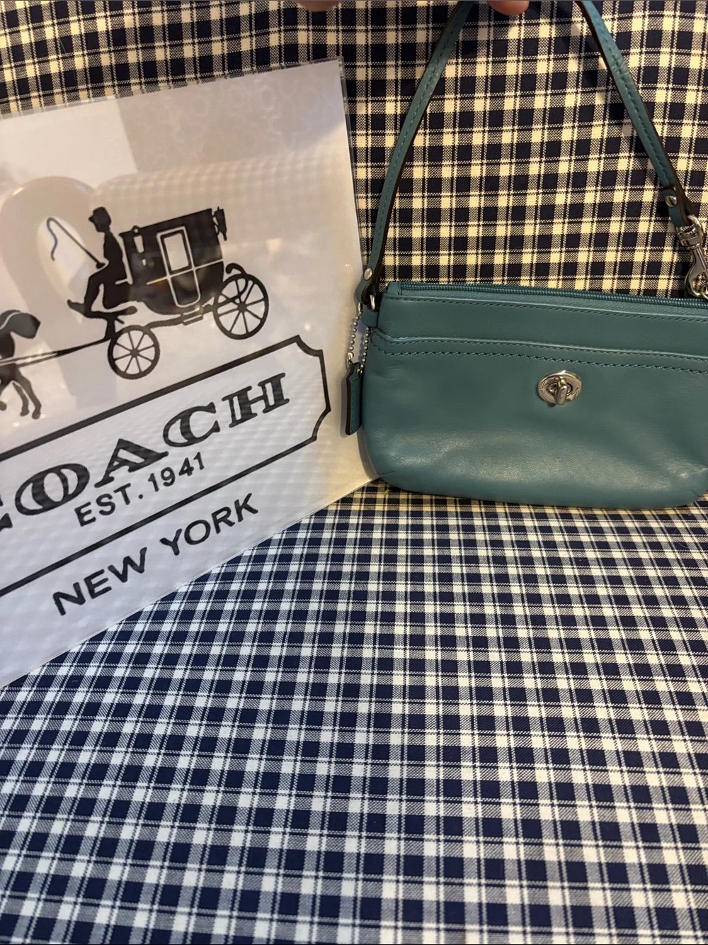 Coach Park Turlock  vintage Teal Shoulder Wristlet Bag